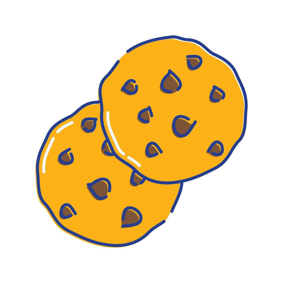 Cookies Icon Illustration with bright color palette in doddle style. Perfect for festive designs, invitations, new year event, and holiday themed projects. vector