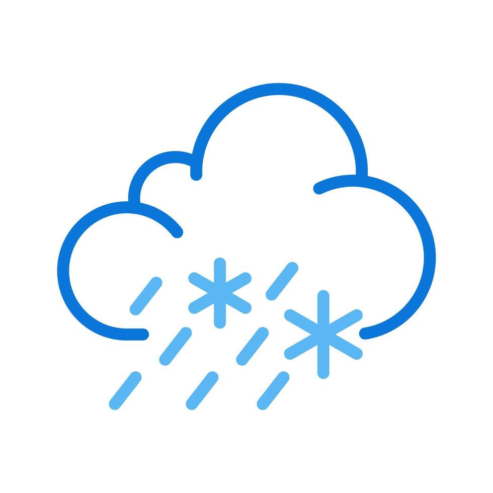 Sleet two color line icon. Mixed precipitation, including rain and snowflakes. Weather at day and night bicolor outline symbol. Duotone linear pictogram. Isolated illustration. Editable stroke vector