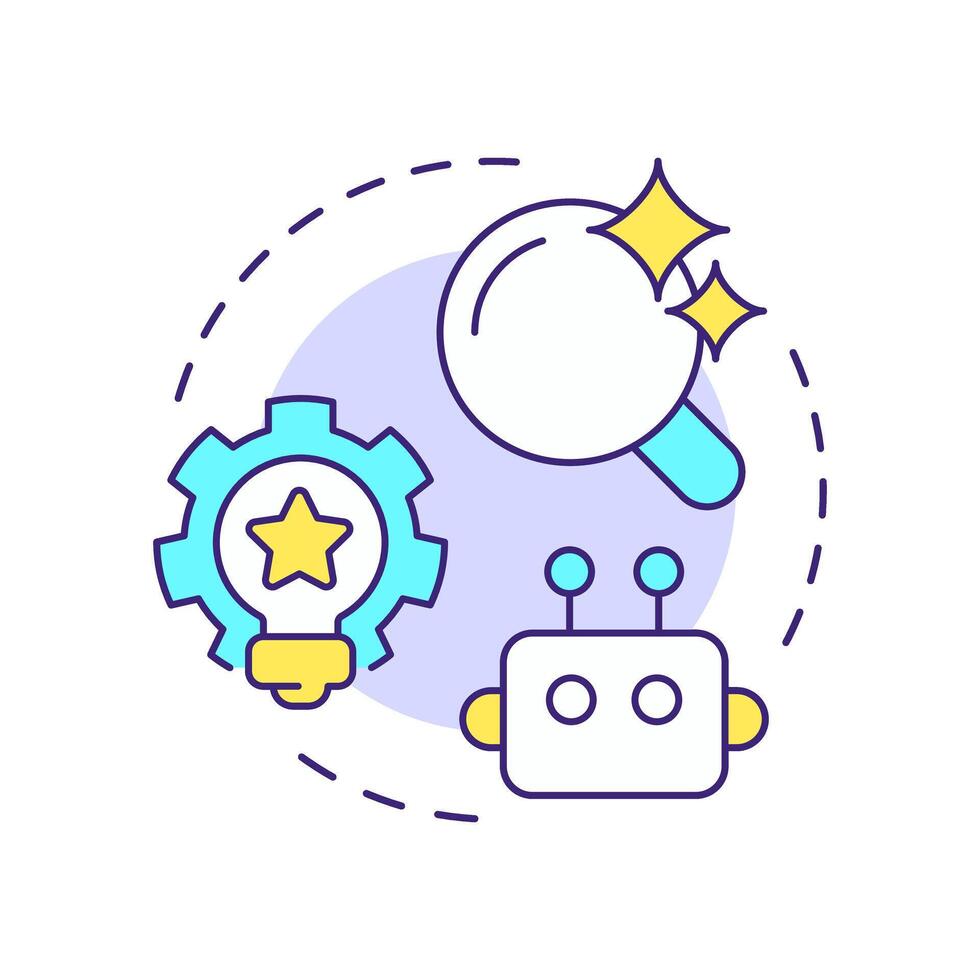 Assess for RPA opportunities multi color concept icon. Identifying tasks and processes for automation. Round shape line illustration. Abstract idea. Graphic design. Easy to use in article vector