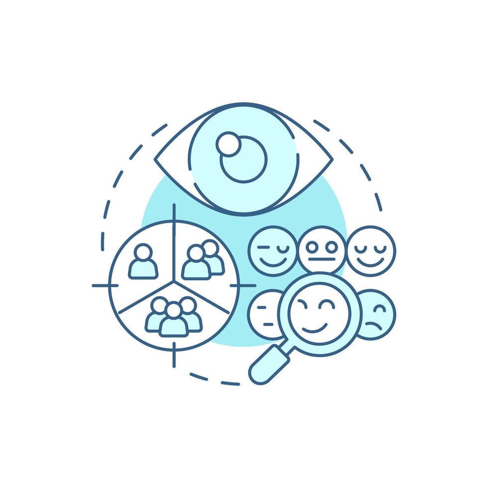 Observations soft blue concept icon. Research methodology. Marketing, audience. Round shape line illustration. Abstract idea. Graphic design. Easy to use in infographic, presentation vector