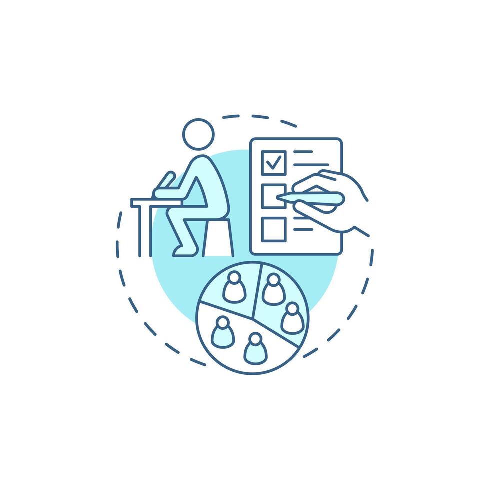 Paper surveys soft blue concept icon. Research method. Documentation, questionnaire. Round shape line illustration. Abstract idea. Graphic design. Easy to use in infographic, presentation vector