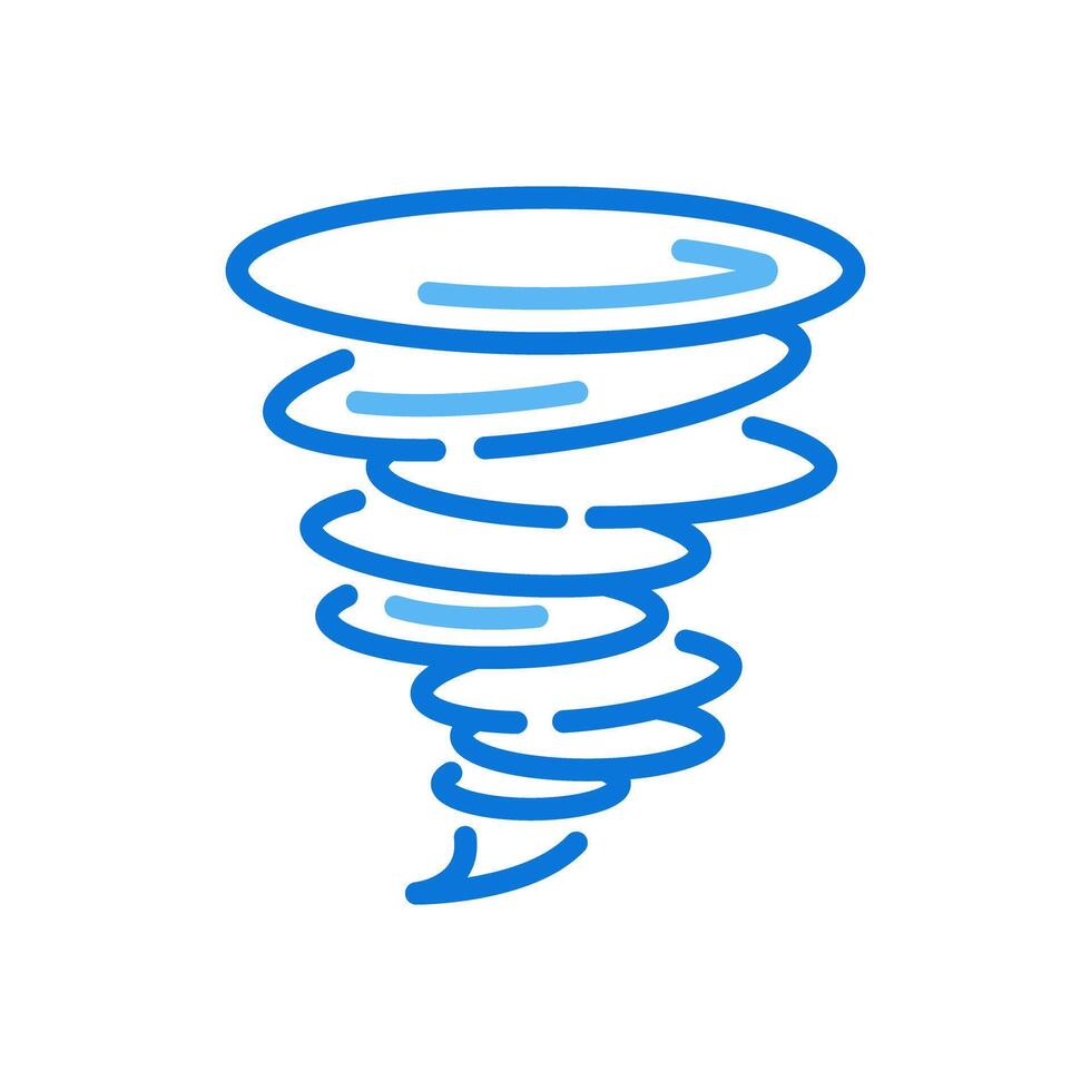 Tornado two color line icon. Weather forecast. Swirling wind funnel. Destructive nature force. Severe weather bicolor outline symbol. Duotone linear pictogram. Isolated illustration. Editable stroke vector