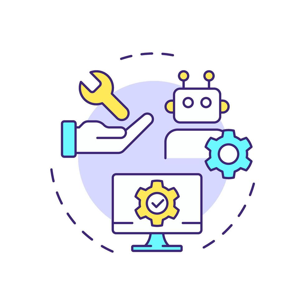 RPA vendor multi color concept icon. Provider of software platforms and tools for automation. Bots support. Round shape line illustration. Abstract idea. Graphic design. Easy to use in presentation vector