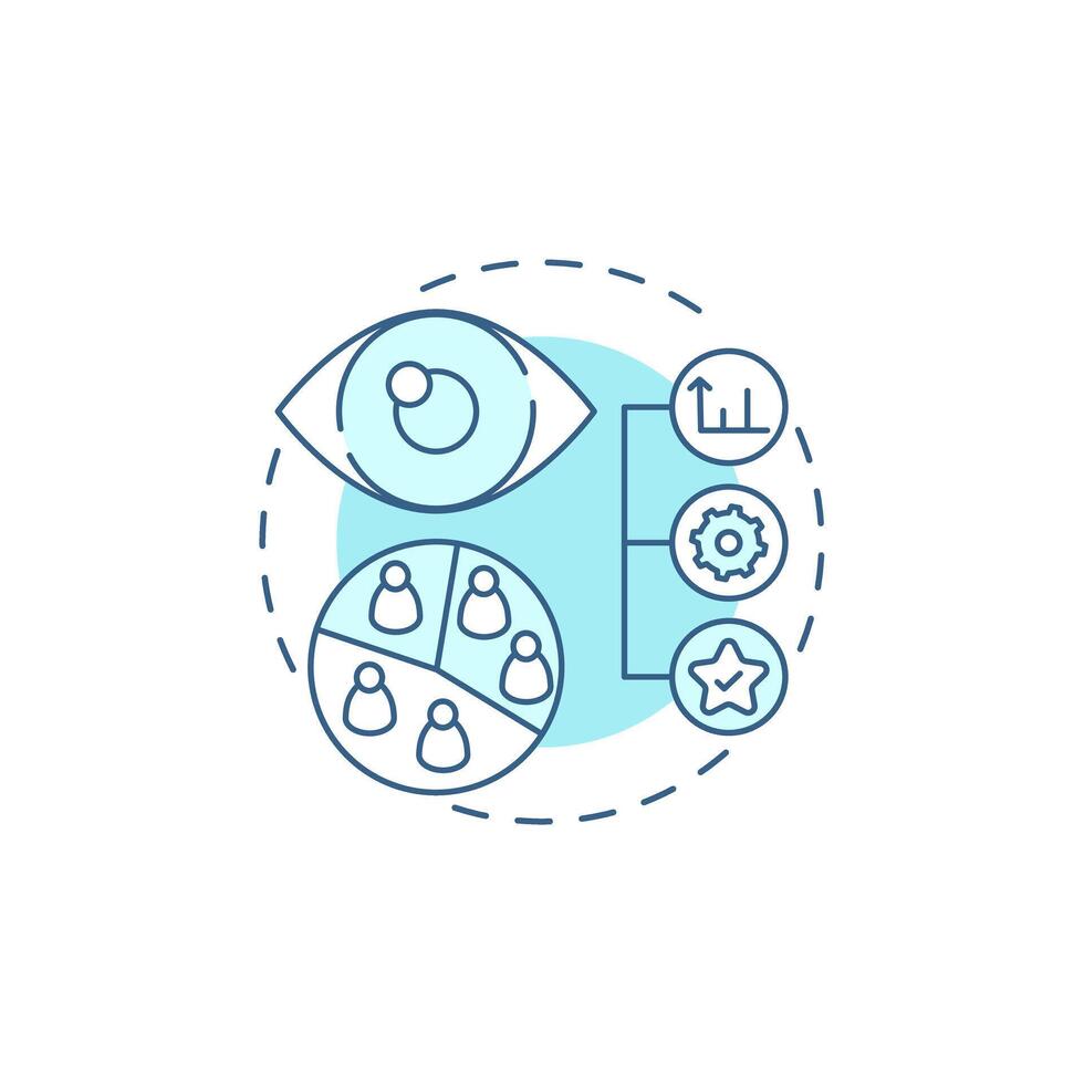 Descriptive research soft blue concept icon. Statistical metrics, market. Monitoring, control. Round shape line illustration. Abstract idea. Graphic design. Easy to use in infographic, presentation vector