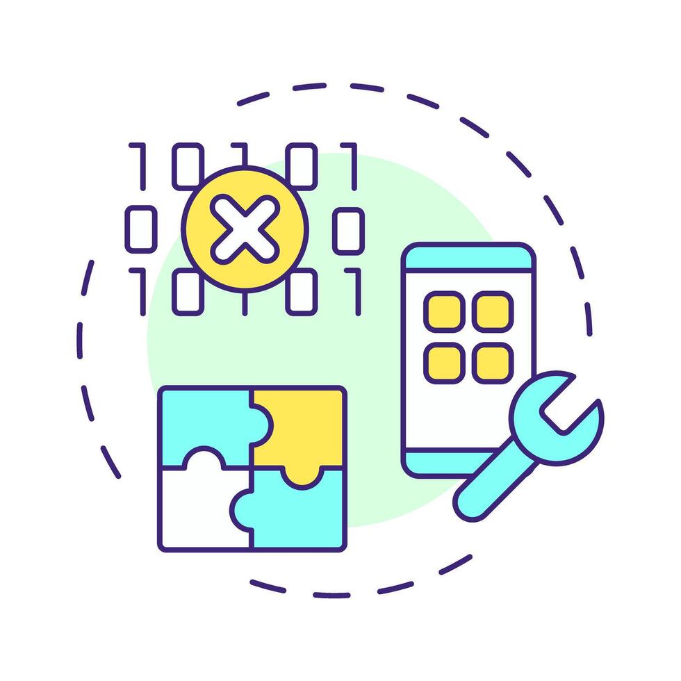 No code multi color concept icon. App development without programming experience. Robotic process automation. Round shape line illustration. Abstract idea. Graphic design. Easy to use in article vector