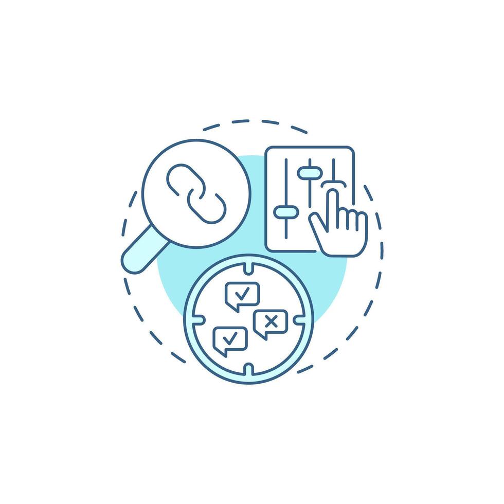 Correlational research soft blue concept icon. Statistics, monitoring. Data collecting. Round shape line illustration. Abstract idea. Graphic design. Easy to use in infographic, presentation vector