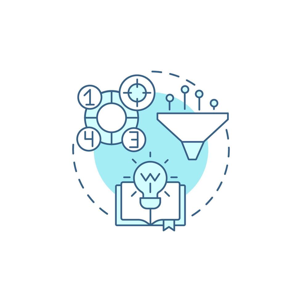 Grounded theory soft blue concept icon. Data filtering. Research methodology. Round shape line illustration. Abstract idea. Graphic design. Easy to use in infographic, presentation vector