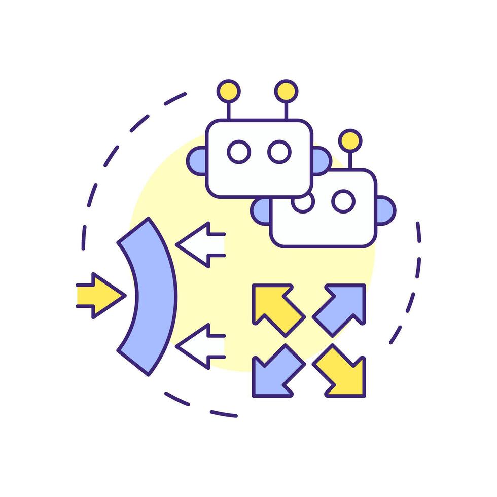 Elastic scalability multi color concept icon. RPA flexibility for business needs. Robotic process automation. Round shape line illustration. Abstract idea. Graphic design. Easy to use in article vector