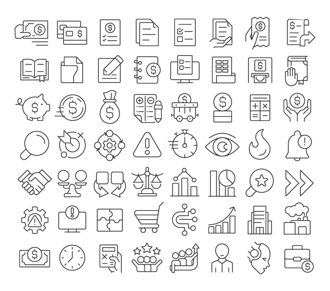 Financial close management linear icons set. Cash flow, business accounting. Corporate, banking. Customizable thin line symbols. Isolated outline illustrations. Editable stroke vector
