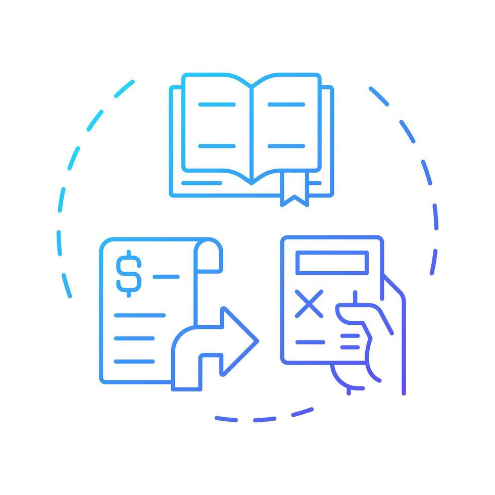 General ledger blue gradient concept icon. Banking statement, calculation. Business, accounting. Round shape line illustration. Abstract idea. Graphic design. Easy to use in infographic, presentation vector