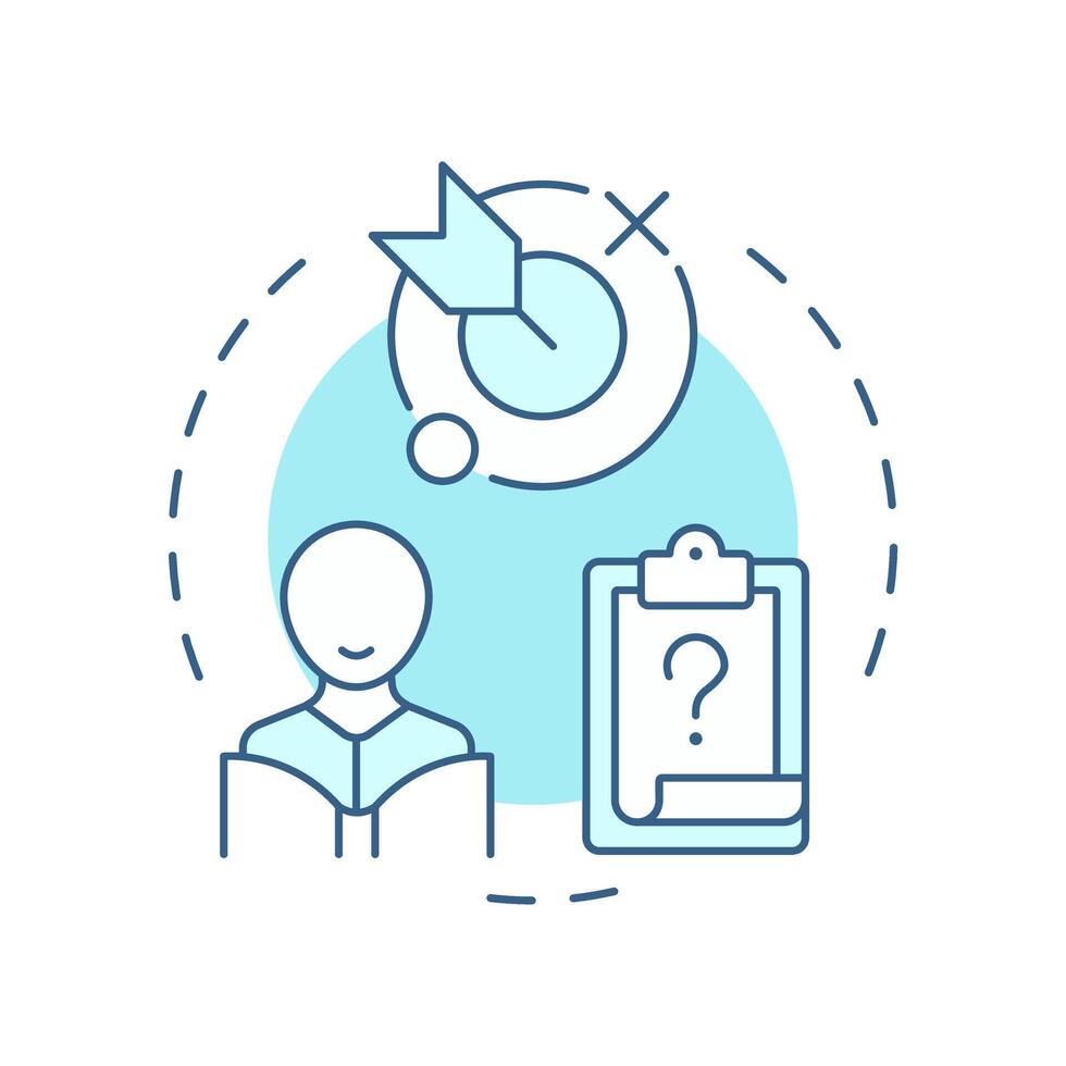 Referral for special education soft blue concept icon. Students needs identification. Iep process. Round shape line illustration. Abstract idea. Graphic design. Easy to use in blog post vector