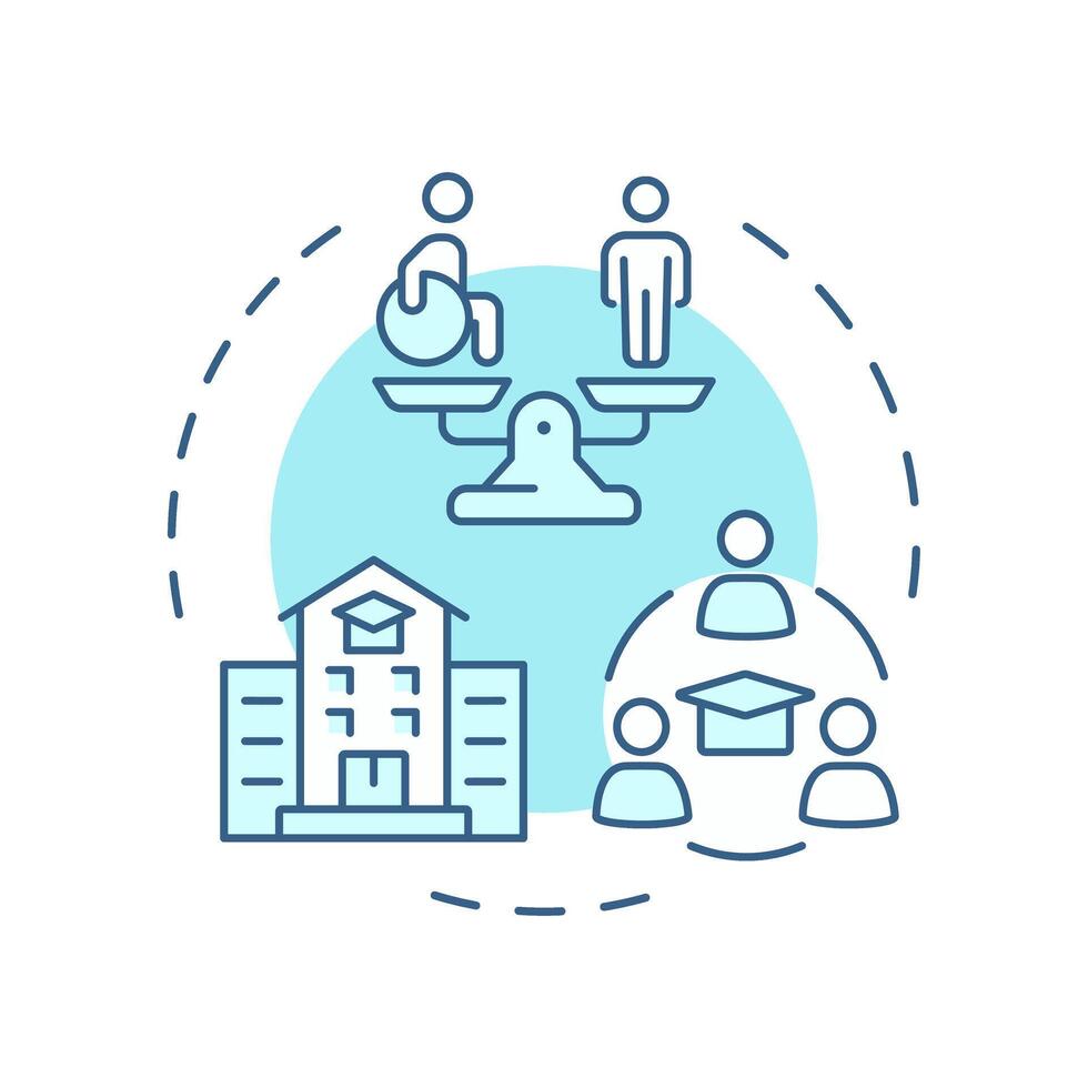 Integrated education soft blue concept icon. Equal opportunities for students with disabilities in school. Round shape line illustration. Abstract idea. Graphic design. Easy to use in article vector