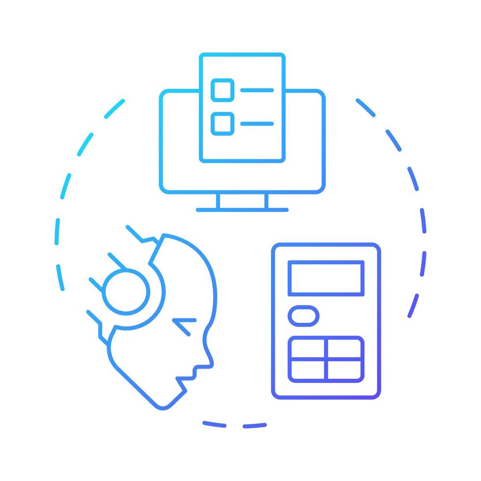 Financial process automation blue gradient concept icon. Artificial intelligence, accounting. Round shape line illustration. Abstract idea. Graphic design. Easy to use in infographic, presentation vector