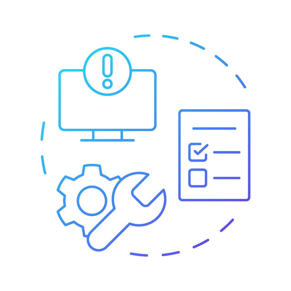 Exceptions management blue gradient concept icon. Checklist, compliance. Financial accountability. Round shape line illustration. Abstract idea. Graphic design. Easy to use in infographic vector