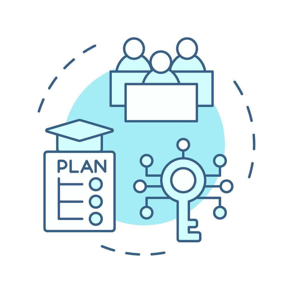 504 plan soft blue concept icon. Accessibility and equal opportunities for students. Special education. Round shape line illustration. Abstract idea. Graphic design. Easy to use in article vector