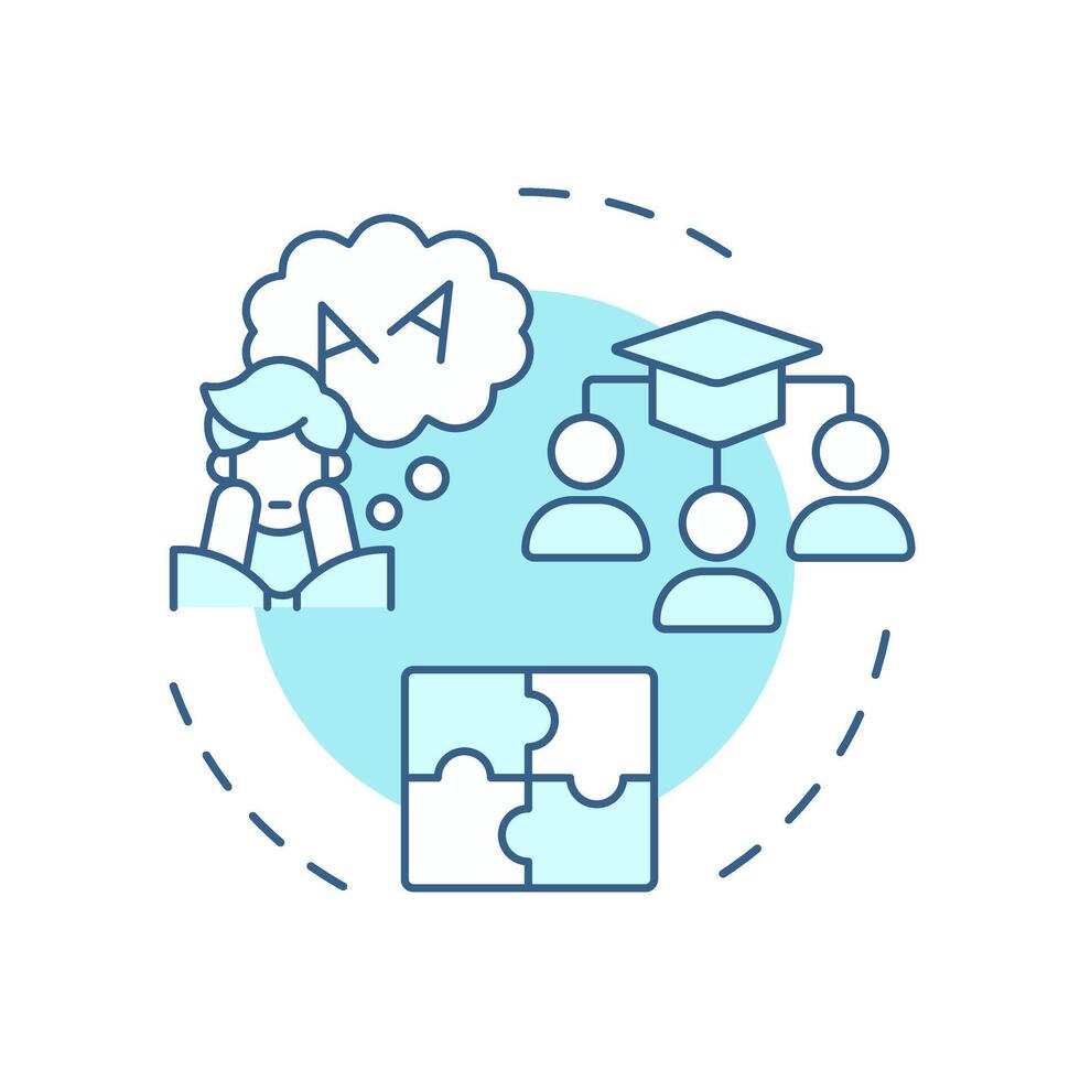 Inclusive education soft blue concept icon. Special learning programs for student with needs. School work. Round shape line illustration. Abstract idea. Graphic design. Easy to use in blog post vector