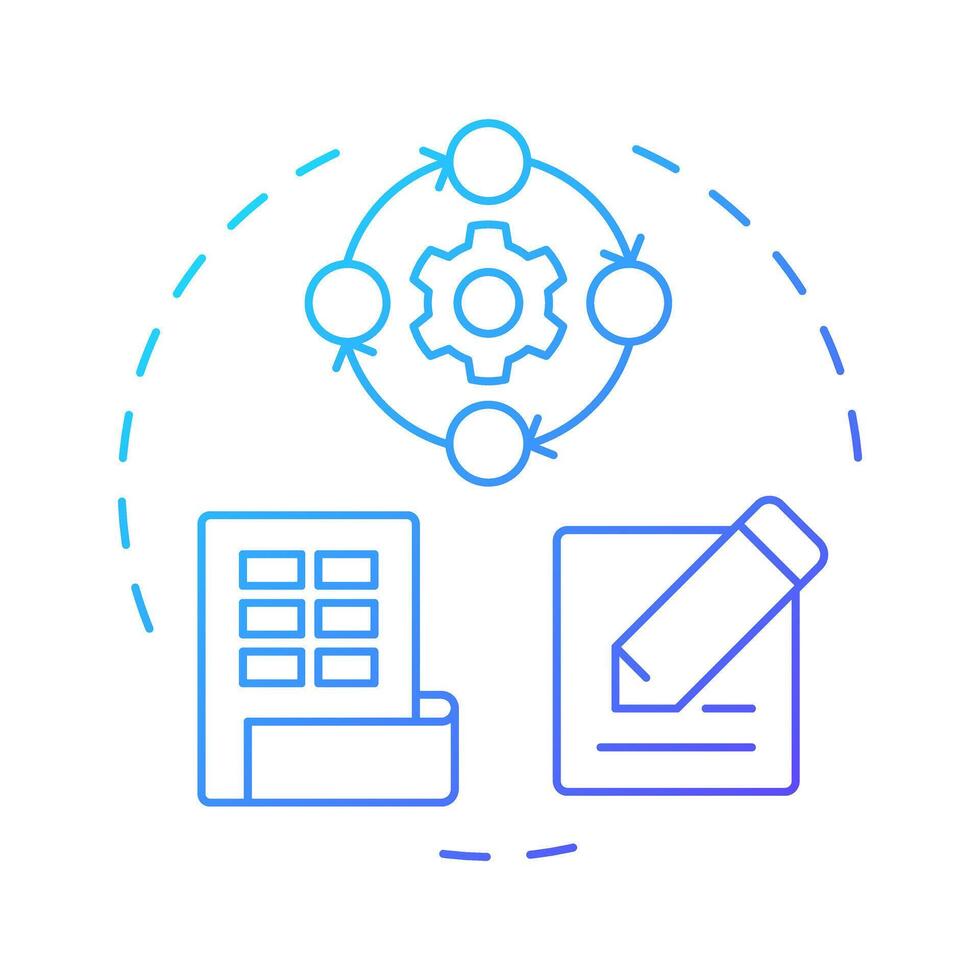Manual processes blue gradient concept icon. Accounting workflow. Business, corporate. Round shape line illustration. Abstract idea. Graphic design. Easy to use in infographic, presentation vector