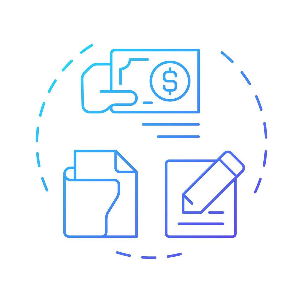 Journal entries blue gradient concept icon. Cash flow, documentation. Business management. Round shape line illustration. Abstract idea. Graphic design. Easy to use in infographic, presentation vector