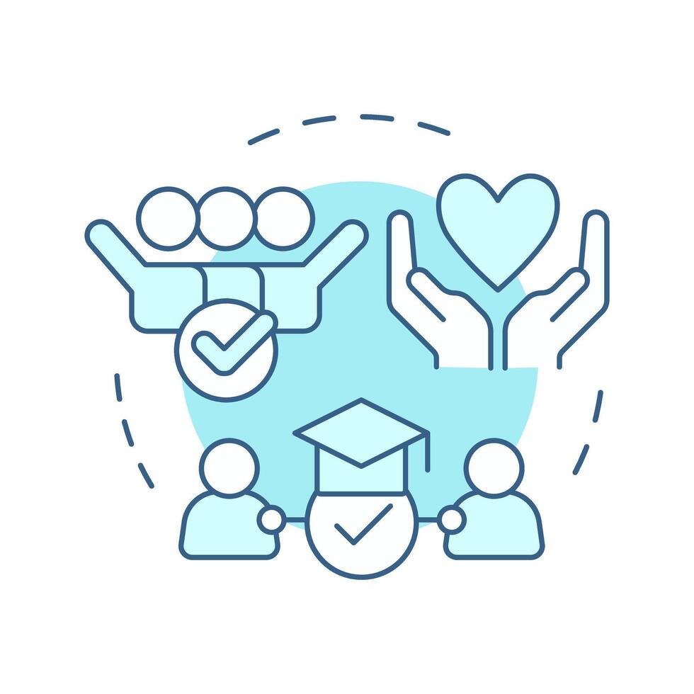 Positive social interactions soft blue concept icon. Inclusive meaningful communication between students. Round shape line illustration. Abstract idea. Graphic design. Easy to use in article vector