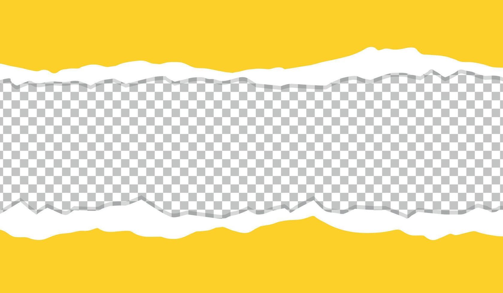 Yellow torn paper edges background. Cut and torn colored paper strips vector
