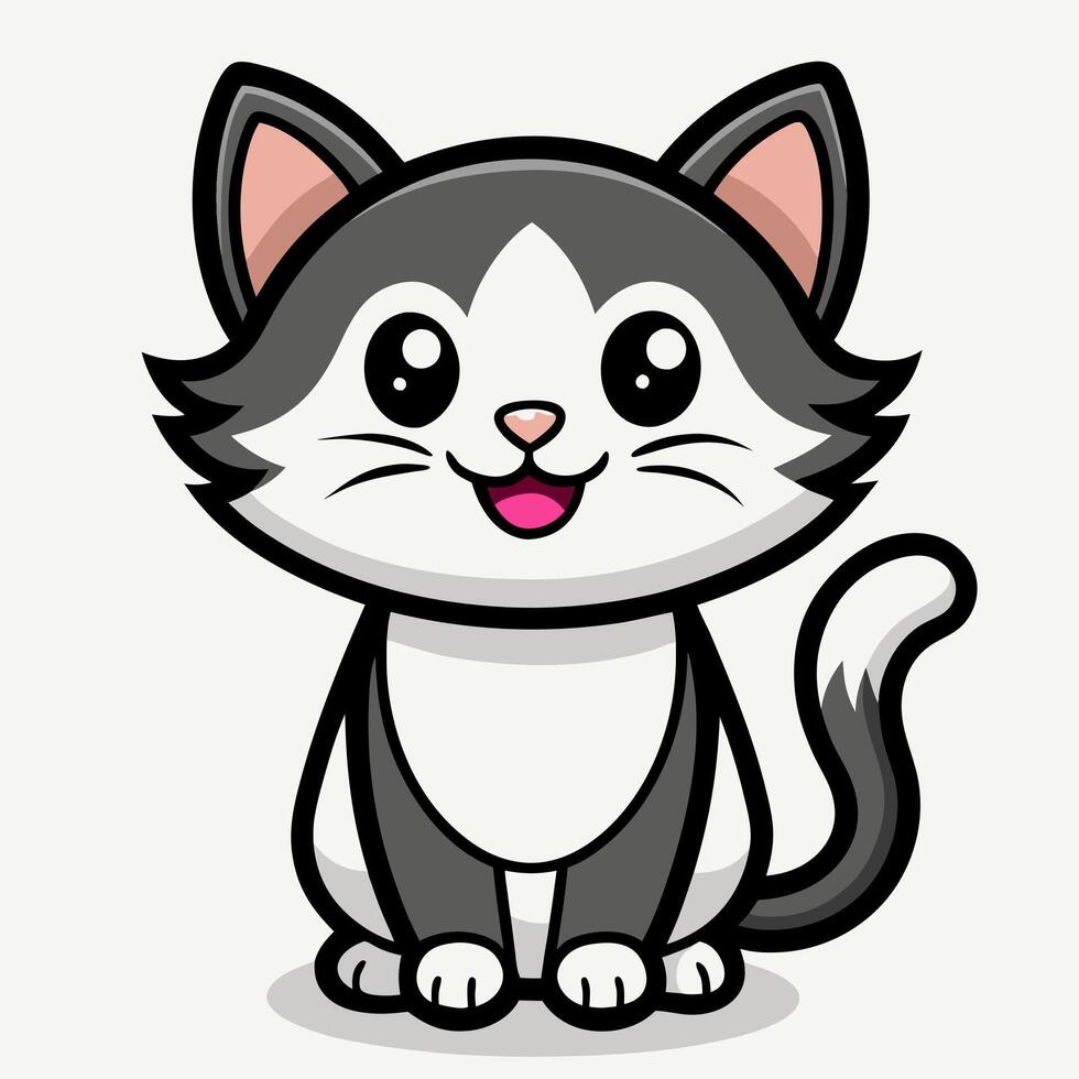 Adorable Happy Cat Drawing Perfect for Digital Projects vector