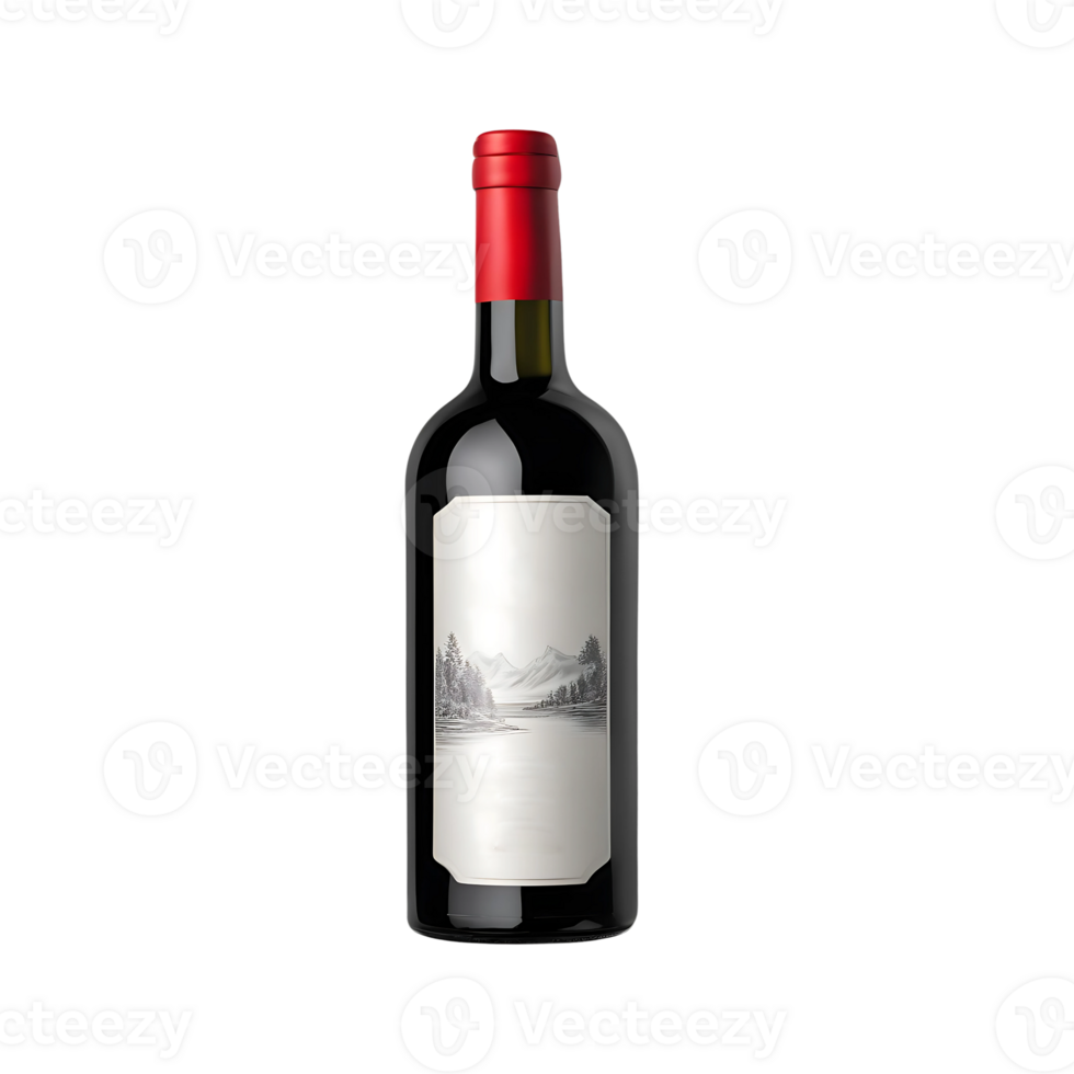 Champagne bottle with white label png