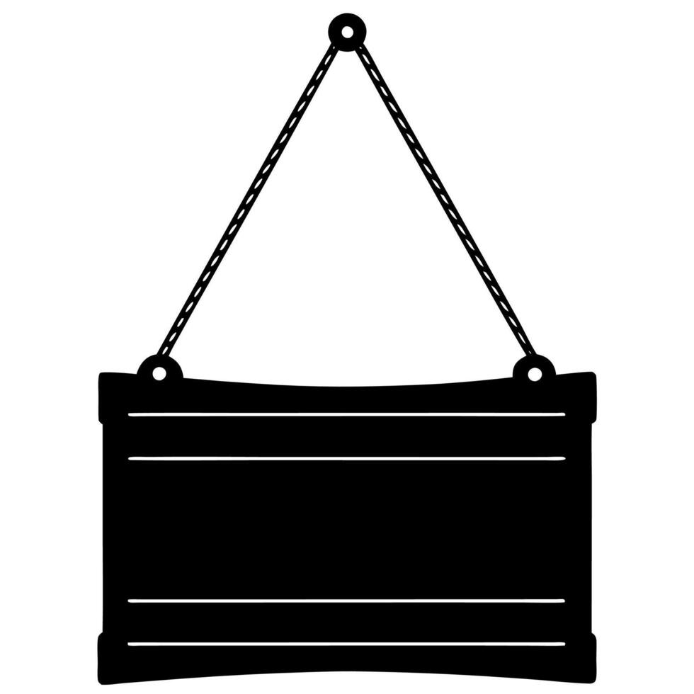 Hanging Wooden Sign Board Silhouette Ideal for Decoration and Signage Projects vector