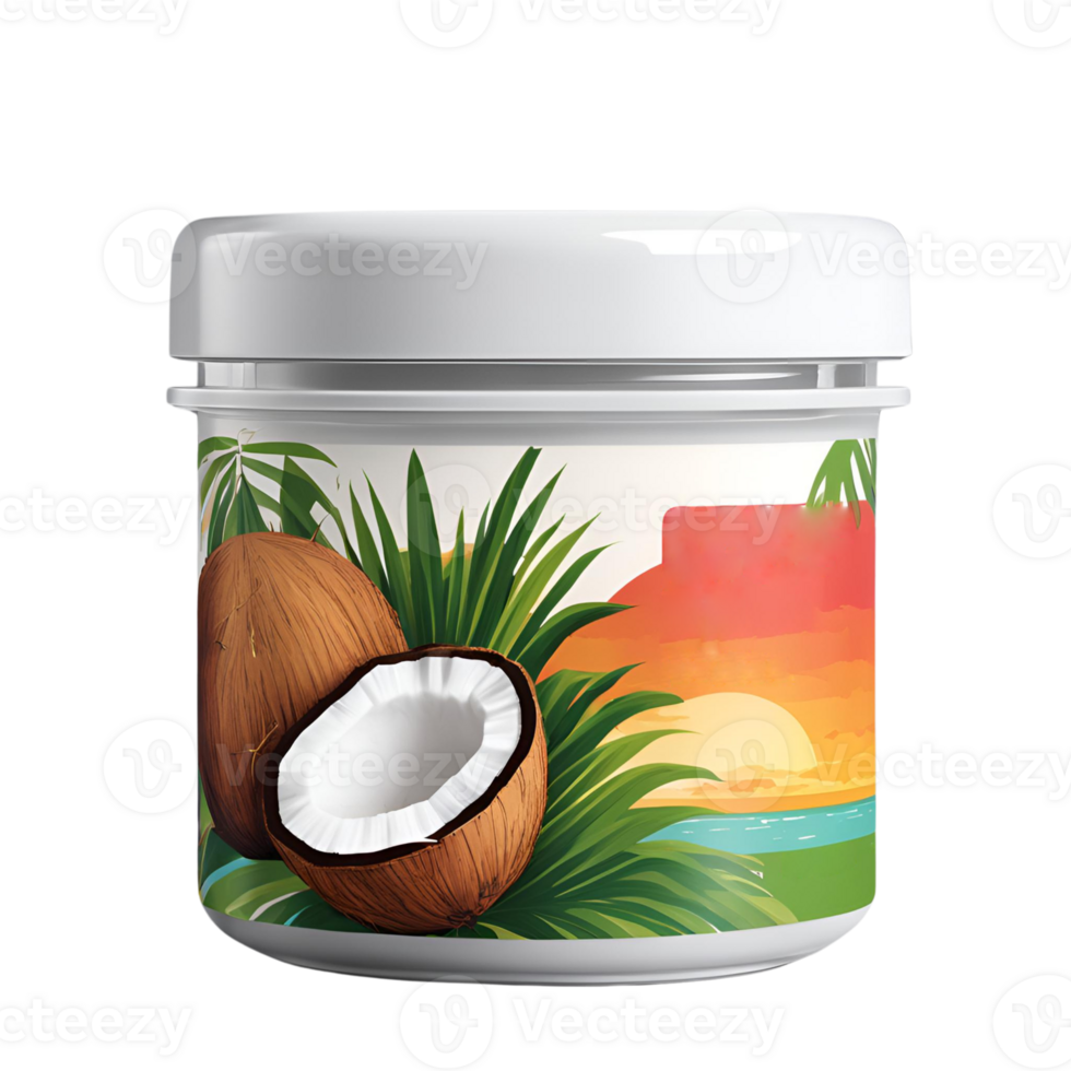 Coconut Oil in a Sleek Plastic Container png