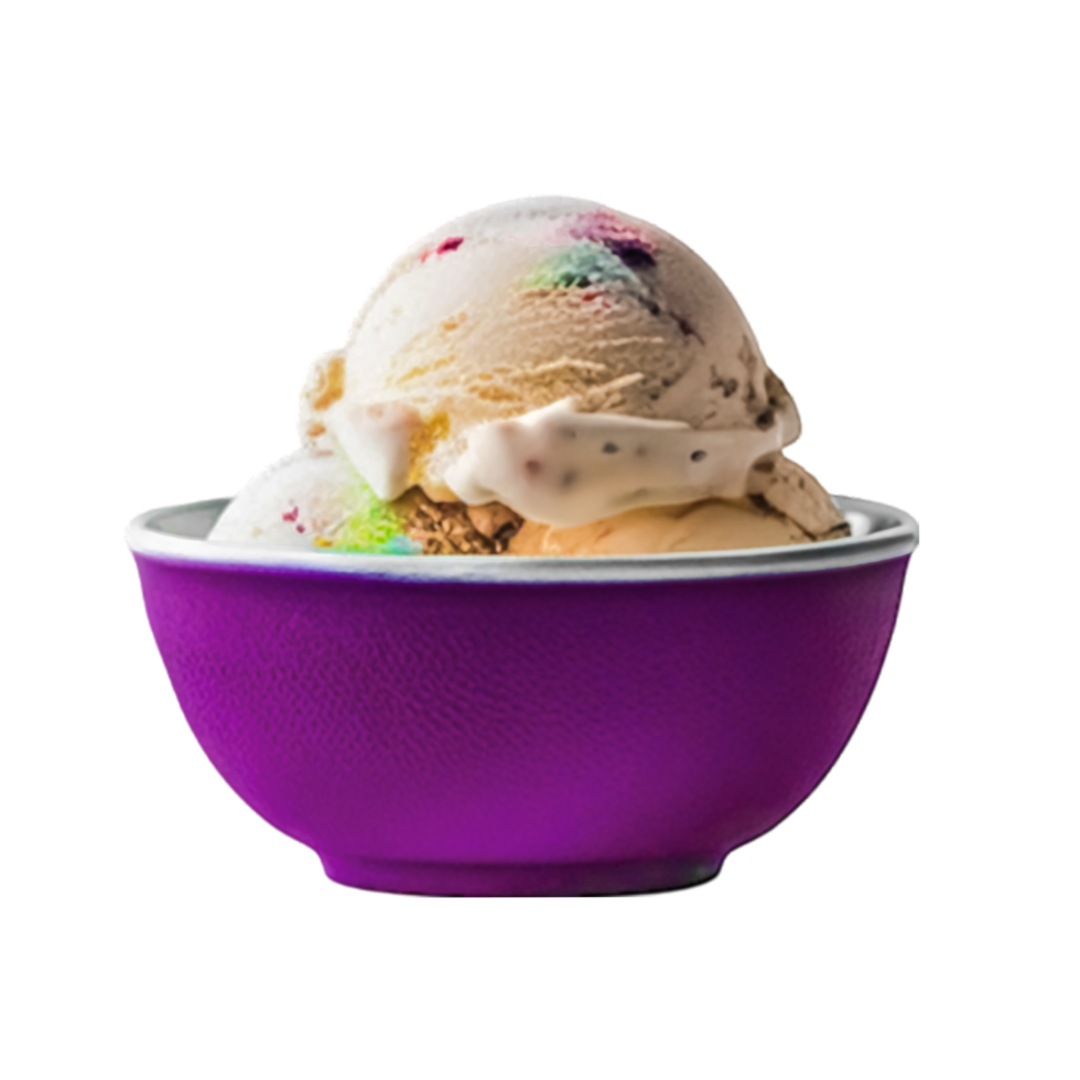 Vanilla and Strawberry ice cream in bowl png