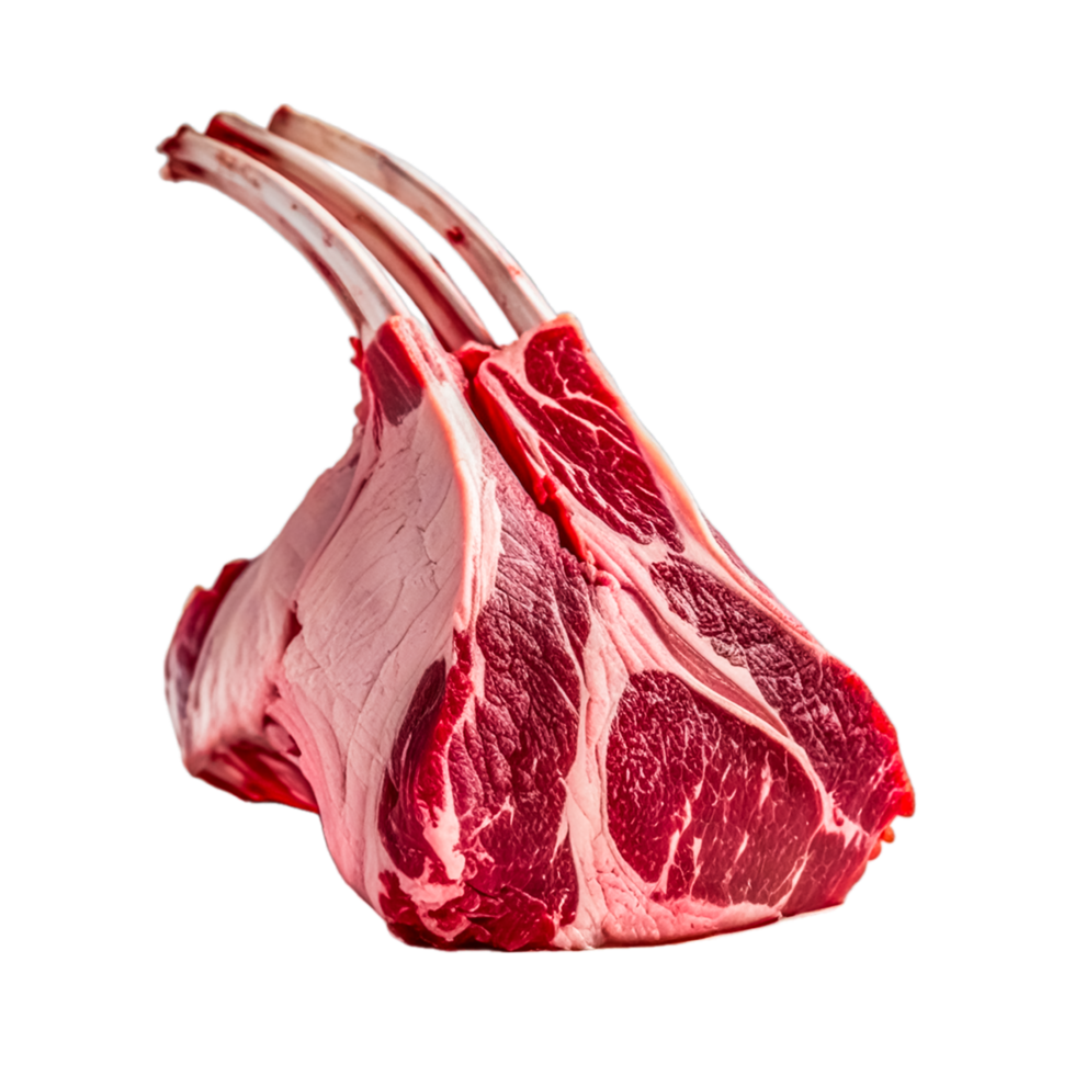 Raw lamb chops tomahawk steak png