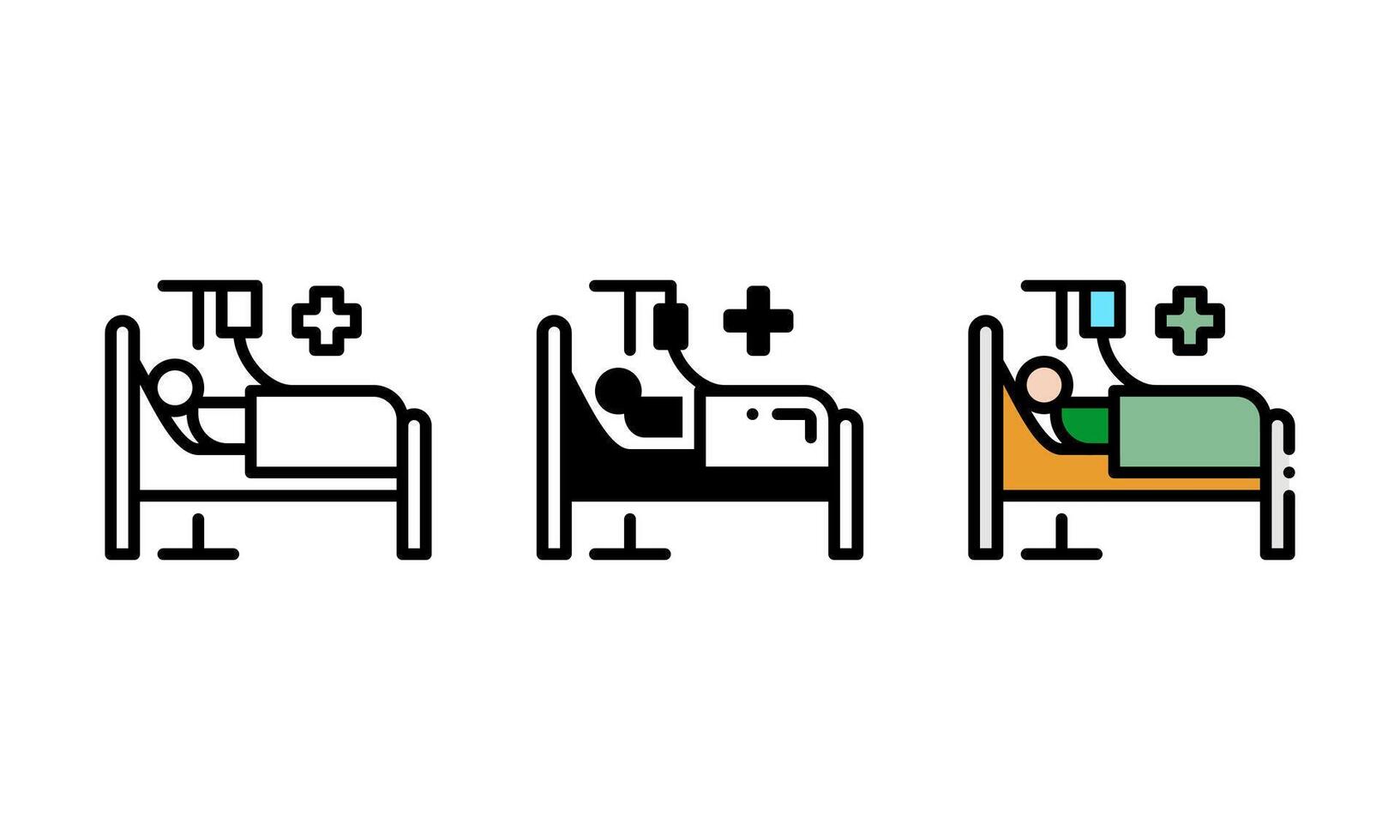 patient Icon. with outline, glyph, and filled outline style vector