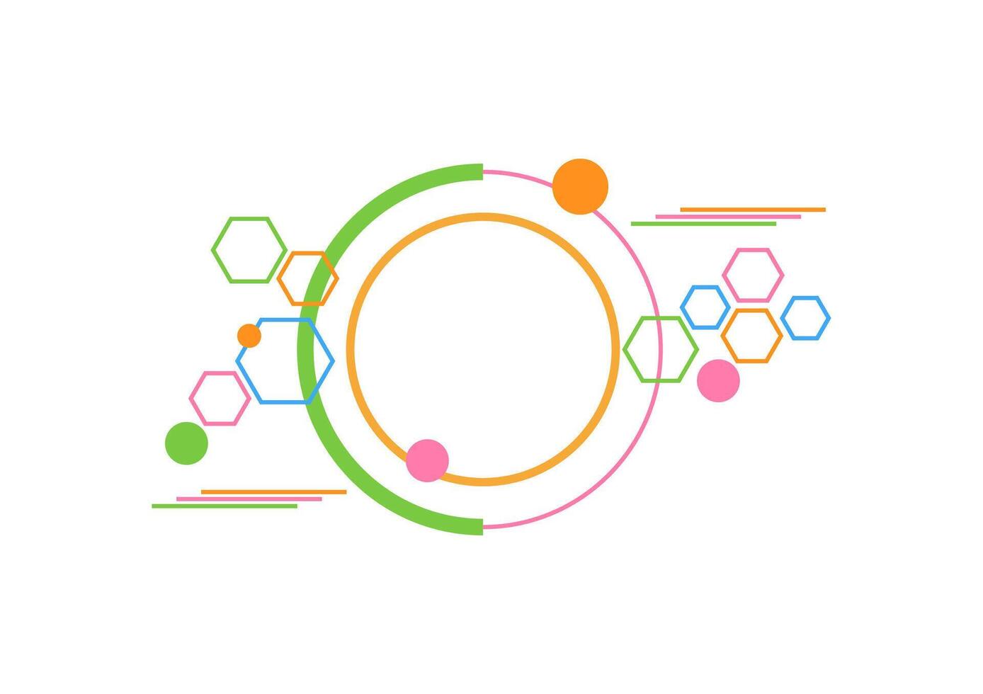 Geometric of a colorful modern circle with a line dot border isolated on a white bac vector