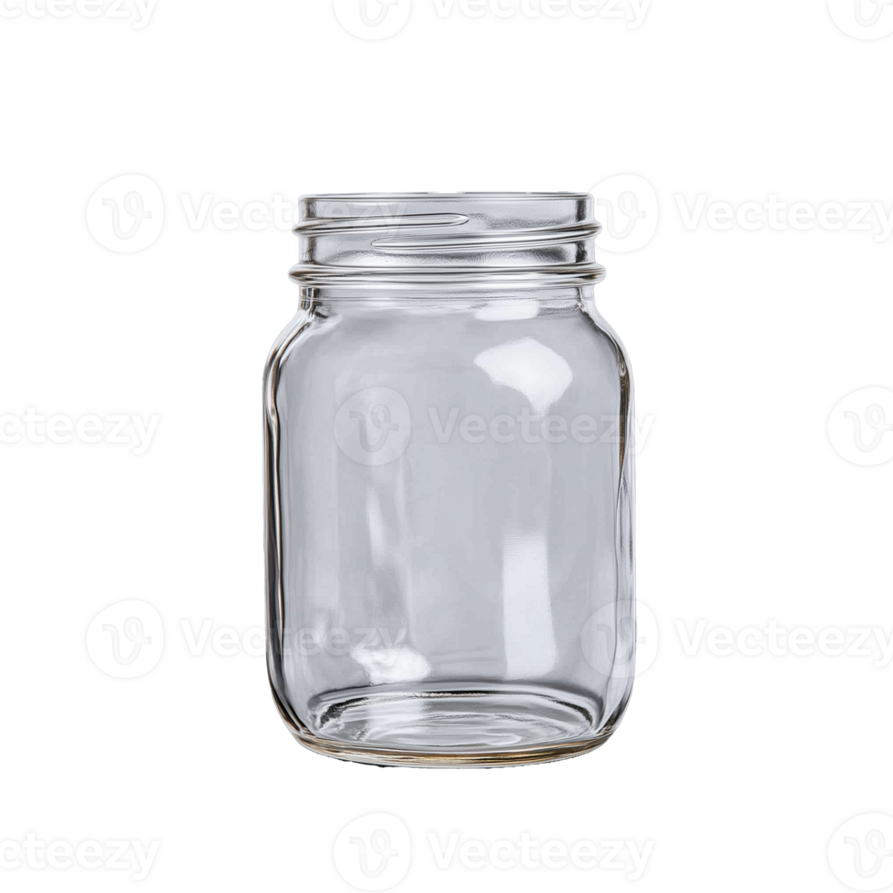 Clear Glass Mason Jar for Storage on Transparent Background png