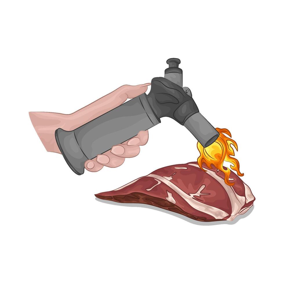 gas lighter with meat illustration vector