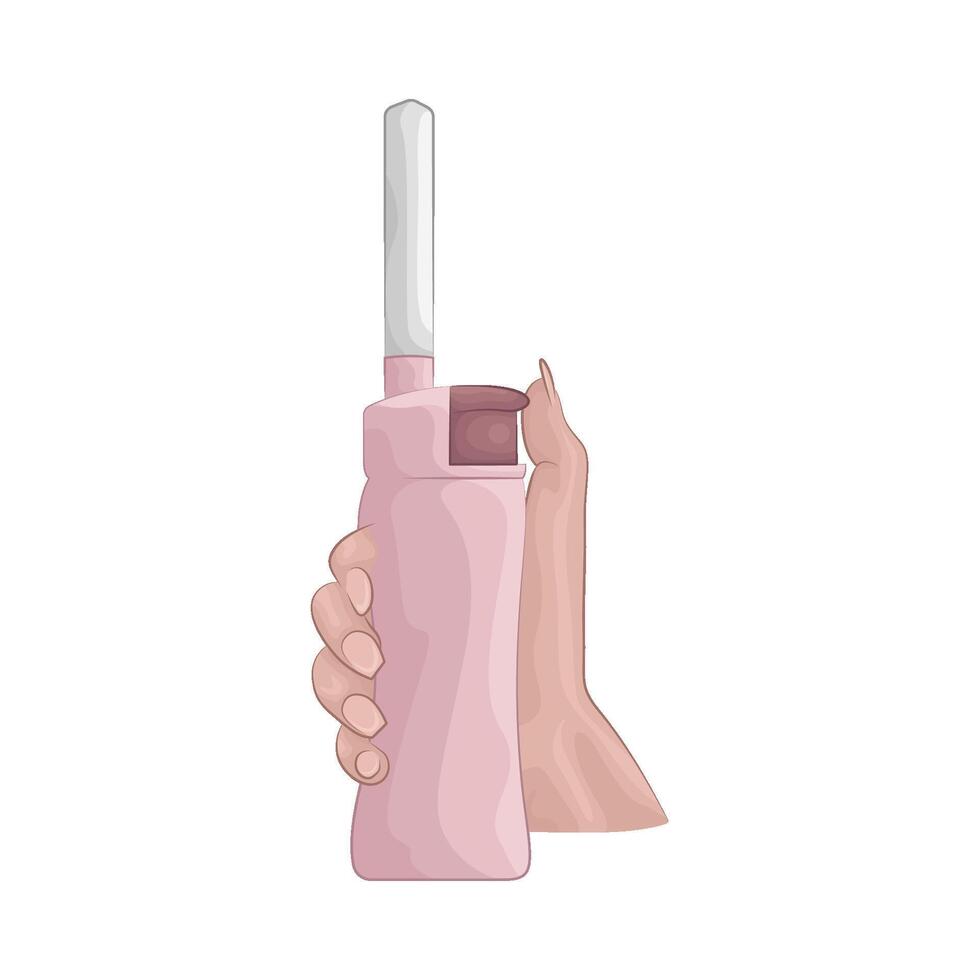 hand holding a gas lighter illustration vector