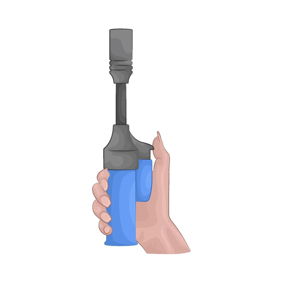 illustration of hand holding a gas lighter vector