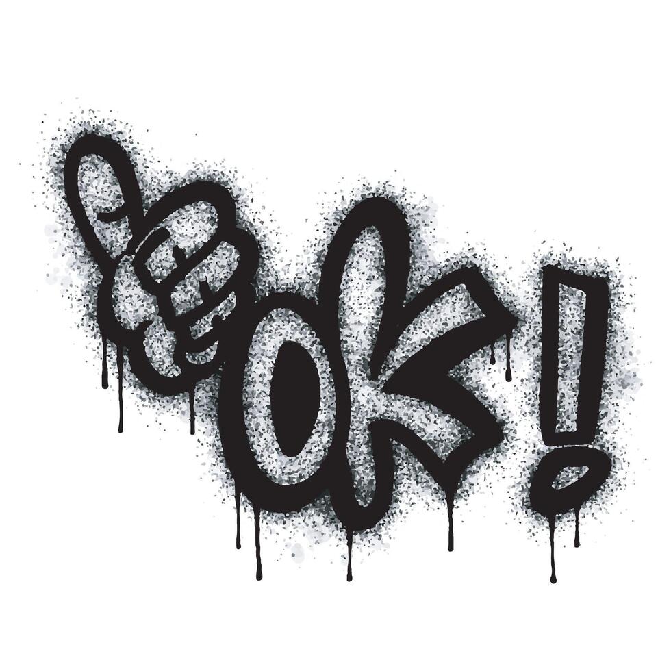 Spray Painted Graffiti Thumbs up icon Sprayed isolated. graffiti Like symbol with over spray in black over white. vector