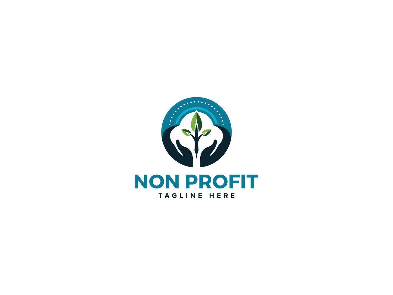 Creative Nonprofit Logo Design, Embodying Compassion with Circle Hand Tree Leaf vector