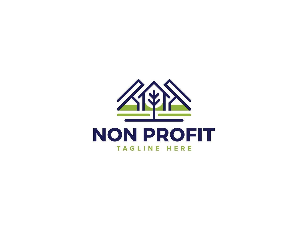 Artistic Nonprofit Logos, Community and Care Logo Templates with Home Mountain Tree vector