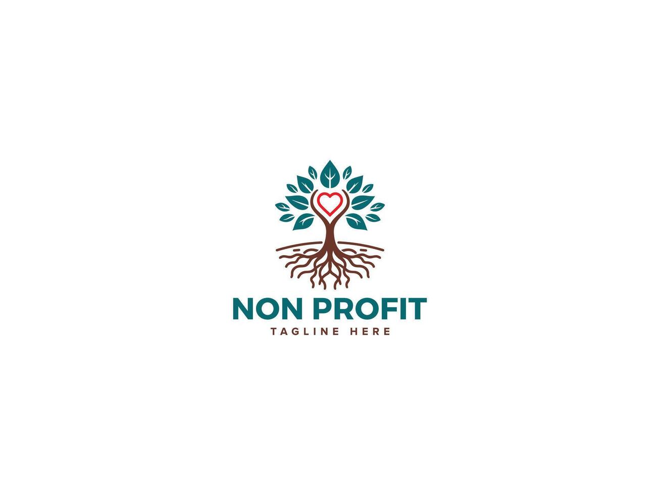Fresh Nonprofit Logo Concepts, Community Care and Support Logos with Heart Tree Leaf vector