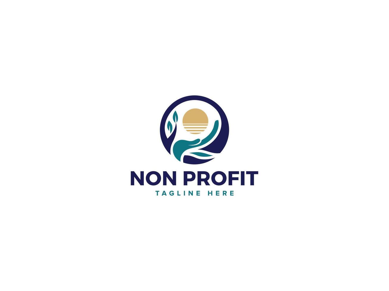 Symbolic Nonprofit Logo Design, Articulating a Mission with Circle Hand Sun Leaf vector