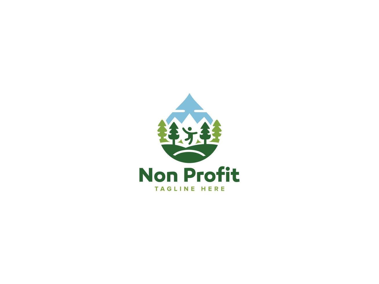 Trailblazing Non Profit Logos, Designs that Inspire Change with Drop Forest Pine Tree People vector