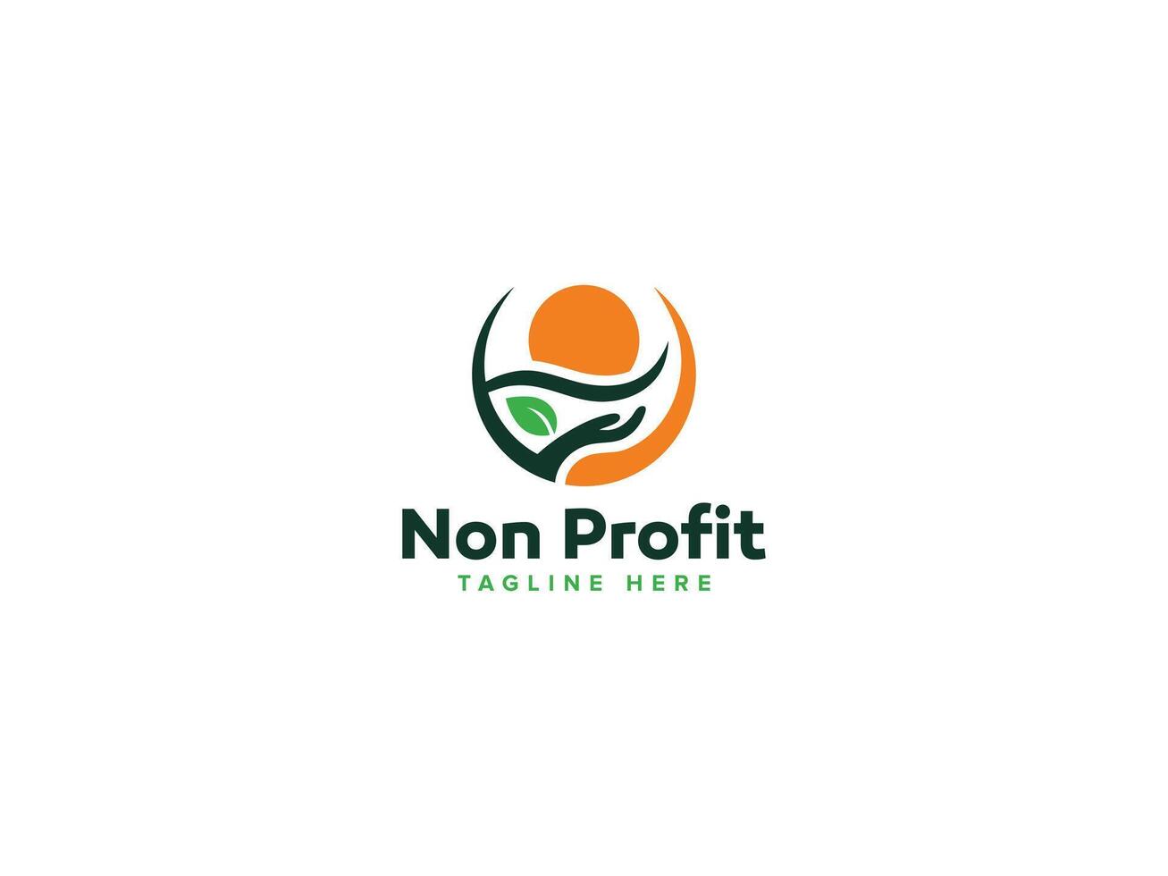 Modern Non Profit Logo Design, Symbols of Community Support with Hand Sun Leaf vector