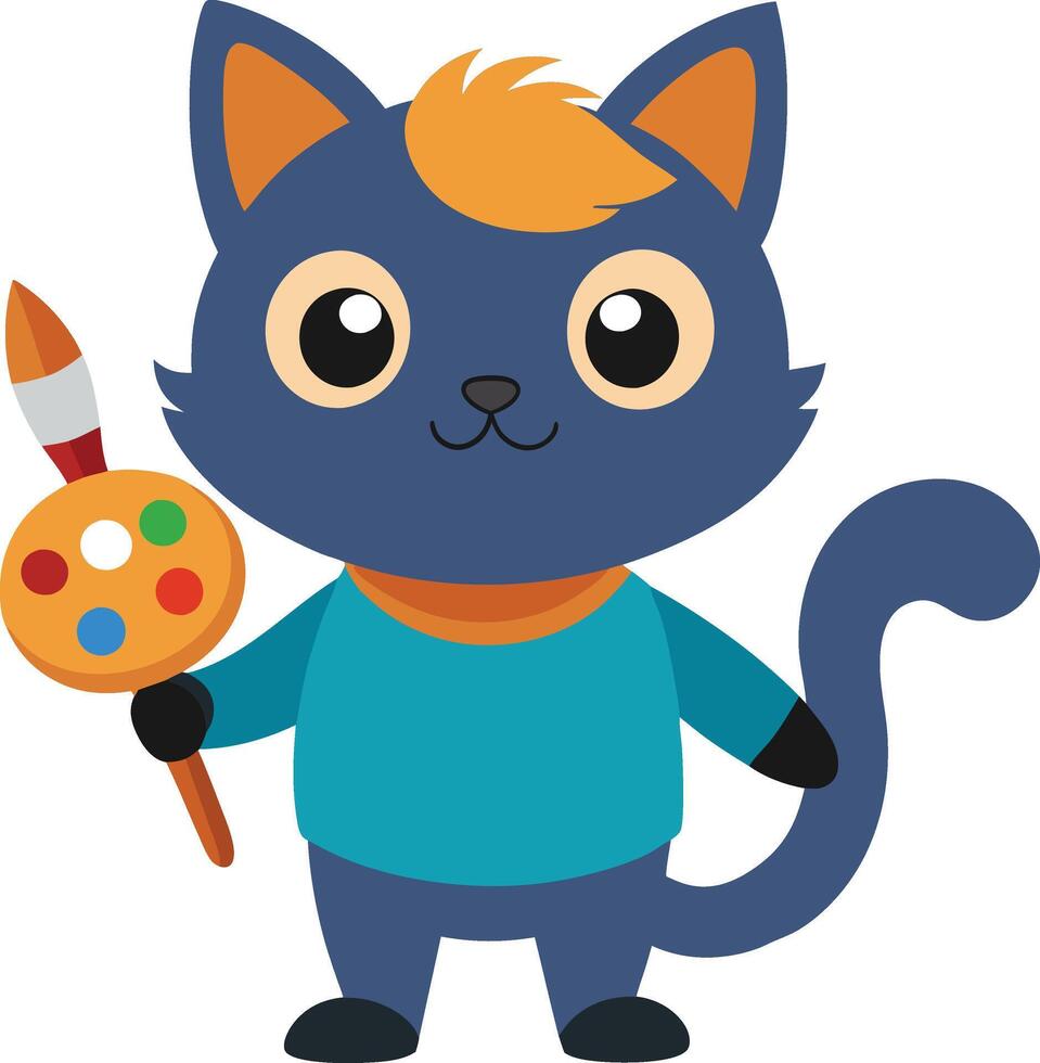 Color Pallete And Brush of Cat vector