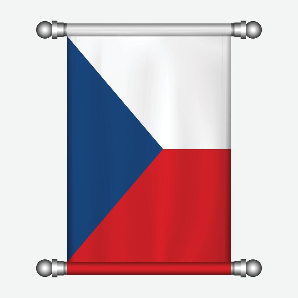 The czech flag is hanging on a metal rod vector