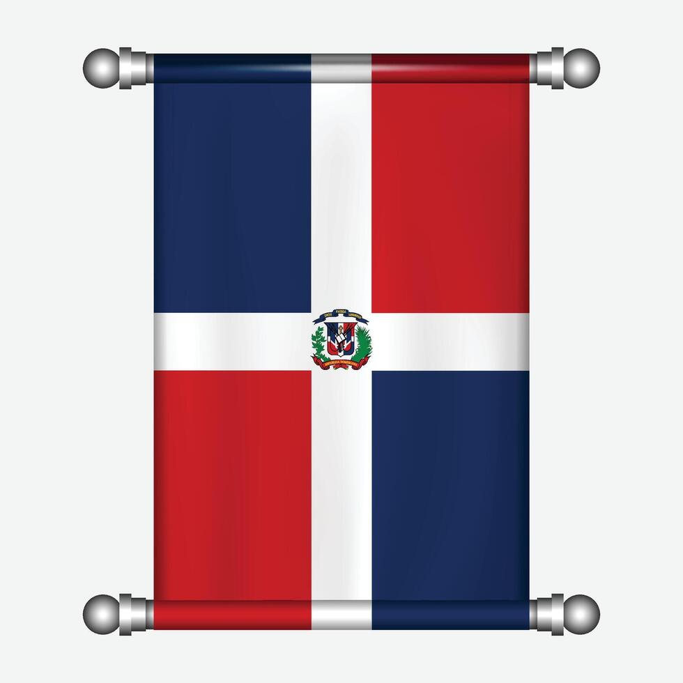 Dominican flag on a metal frame vector