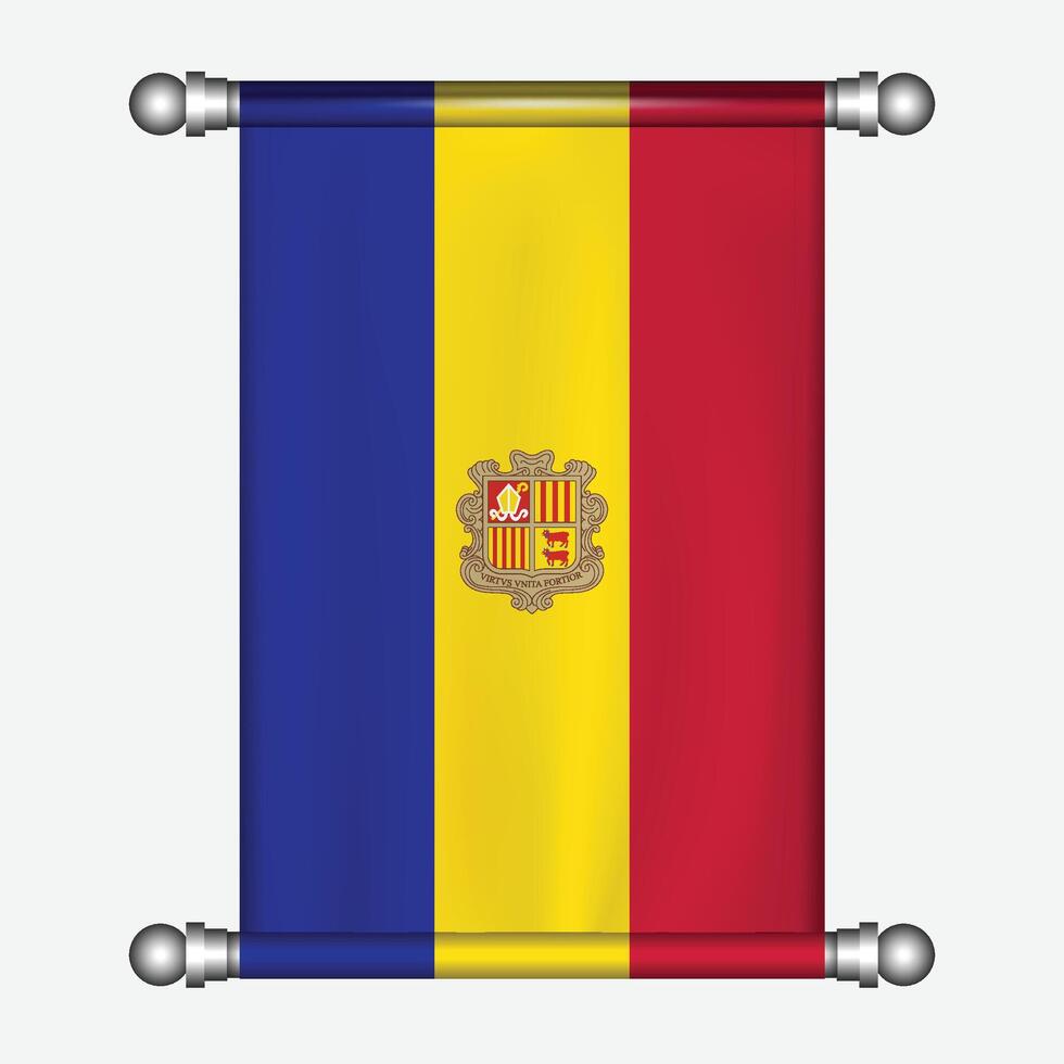 The flag of romania is hanging on a metal rod vector