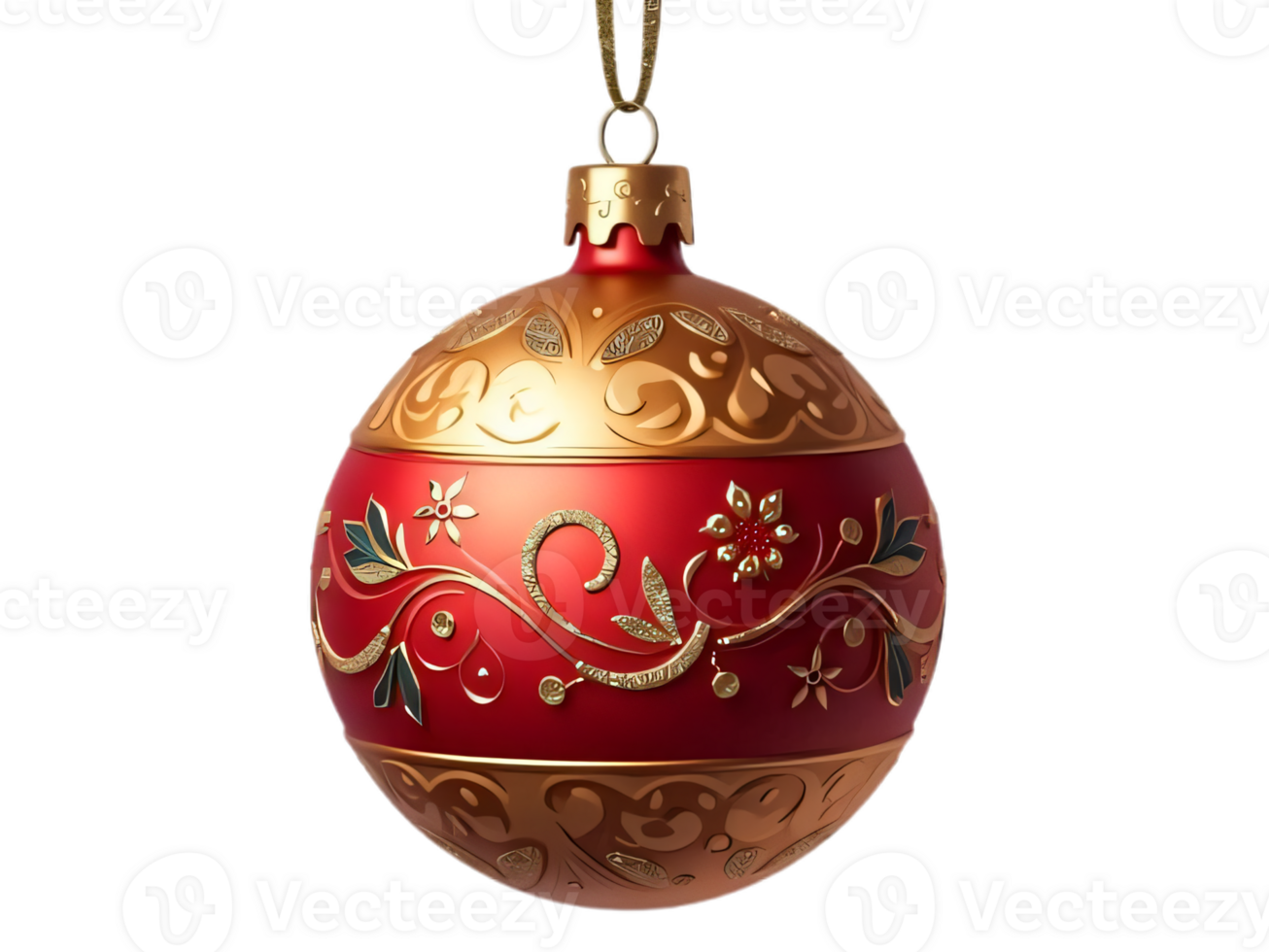 Detailed and colorful Christmas ornaments with transparent background png