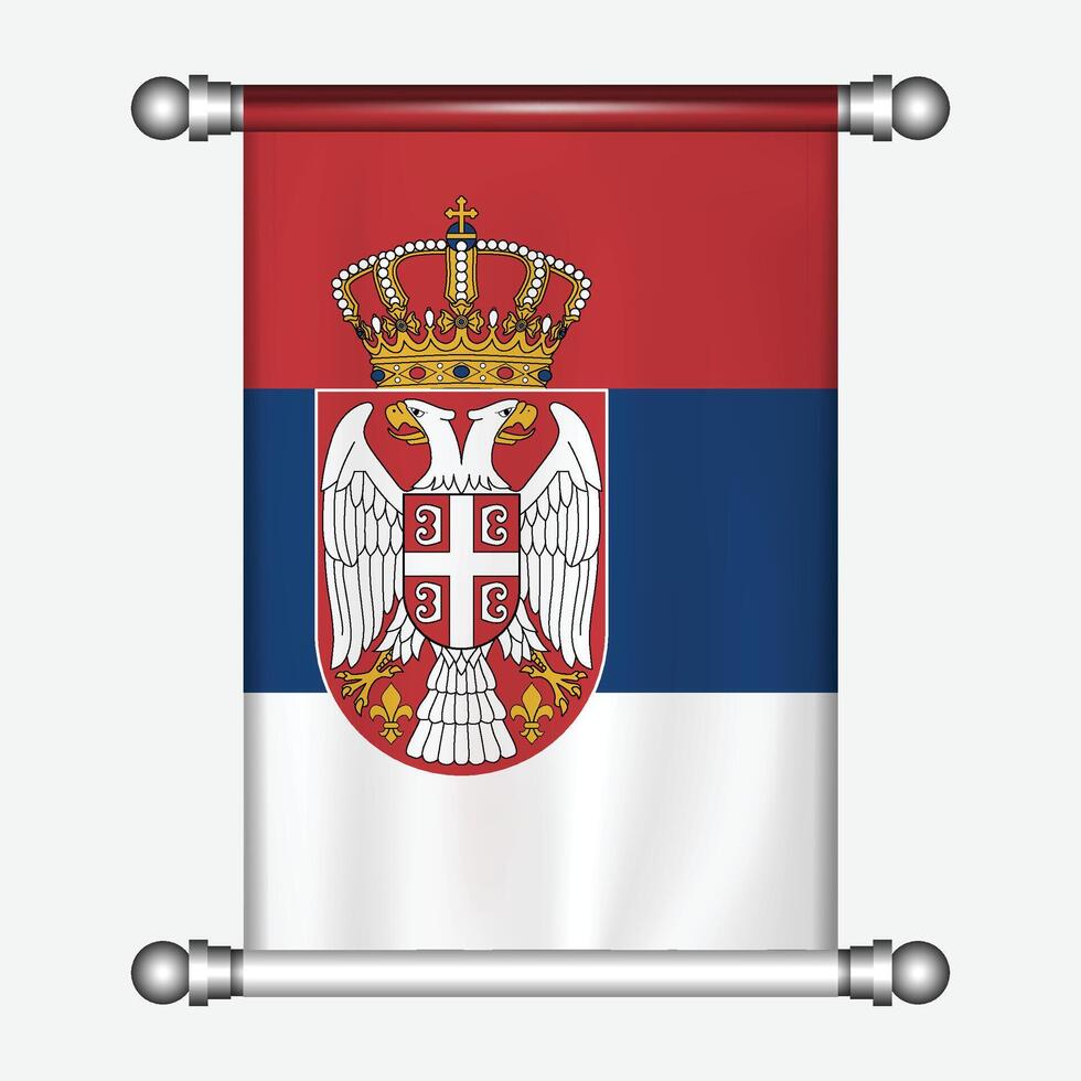 Serbia flag on a metal pole vector