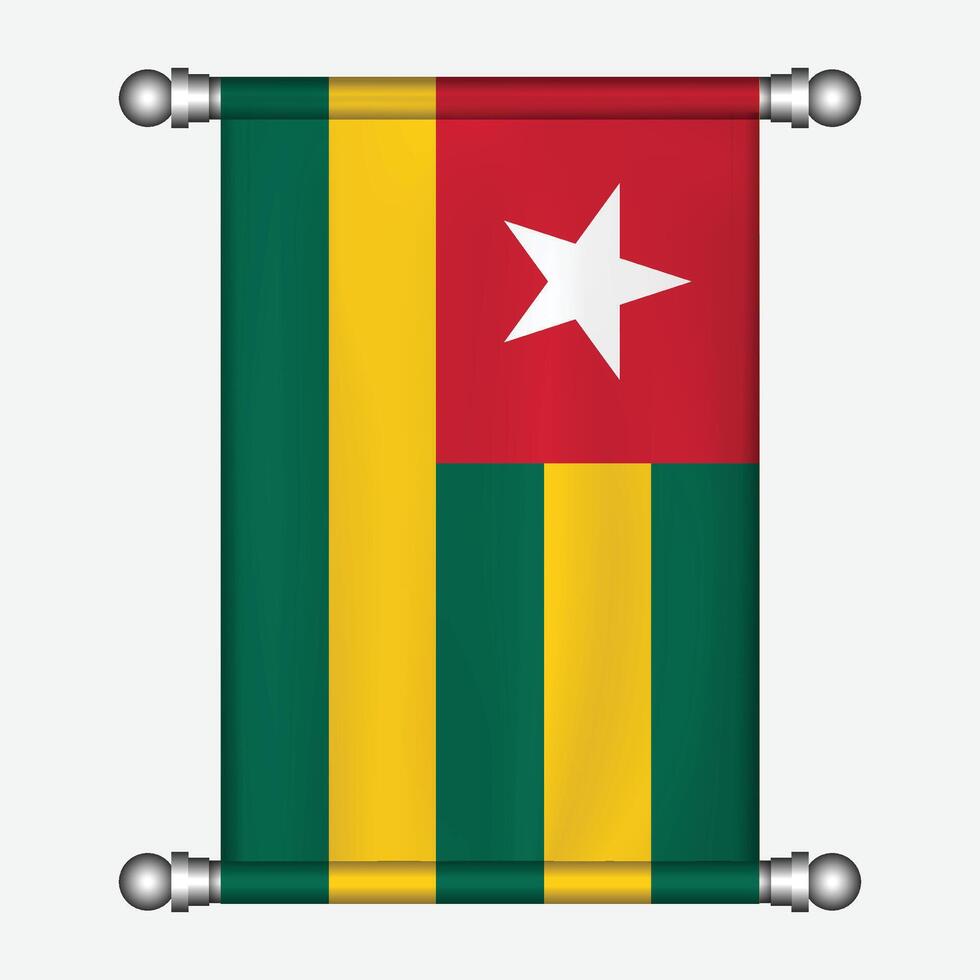 The flag of togo is shown in a white frame vector